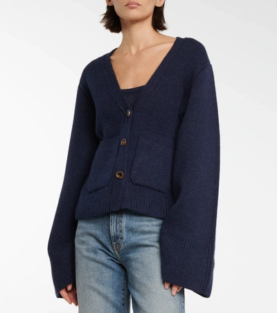 Shop Khaite Scarlet Cashmere Cardigan In Abyss