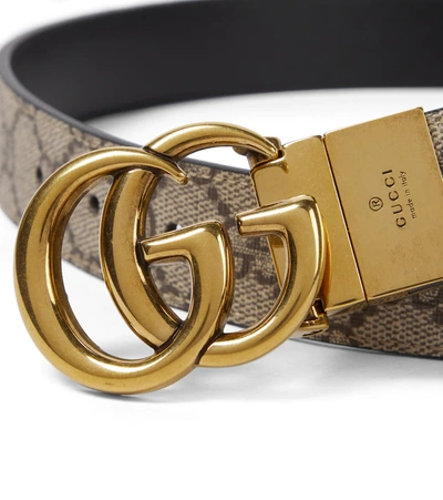 Shop Gucci Reversible Gg Supreme Canvas Belt In Be Ebony/nero