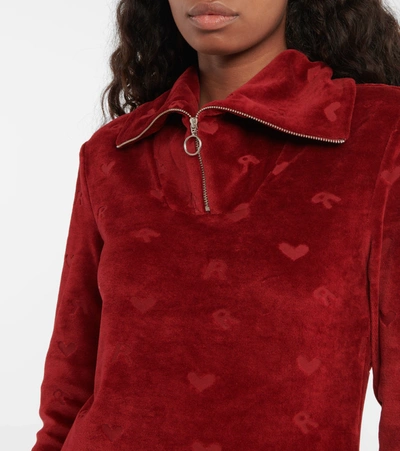 Rotate Birger Christensen Rotate Sunday 3 Mona Velvet Half-zip Top In Cabernet