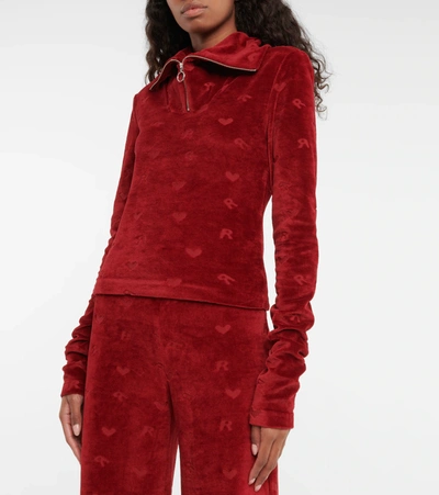 Rotate Birger Christensen Rotate Sunday 3 Mona Velvet Half-zip Top In Cabernet