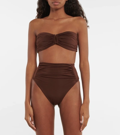Self-portrait Bandeau Stretch-recycled Polyamide Bikini Top In Brown |  ModeSens