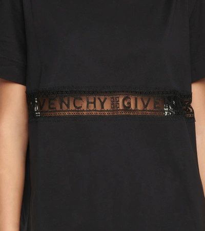 Shop Givenchy Lace-trimmed Cotton Jersey T-shirt In Black