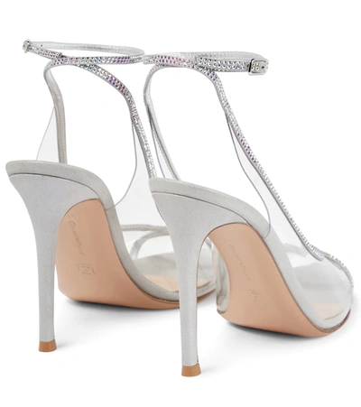Gianvito Rossi Metallic-strap Transparent Sandals In Tras+silver