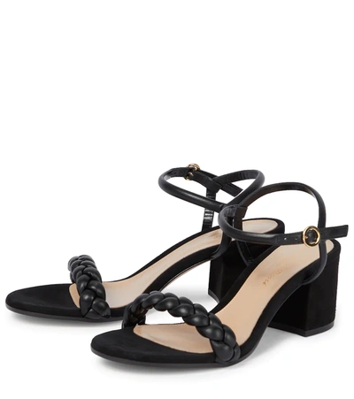 Shop Gianvito Rossi Cruz 60 Suede And Leather Sandals In Black+black