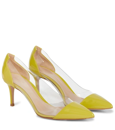 55mm Plexi & Patent Leather Pumps In Yellow