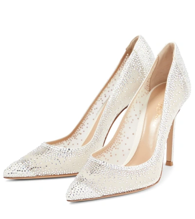 Shop Gianvito Rossi Rania 105 Embellished Pumps In Offwhite+offwhite