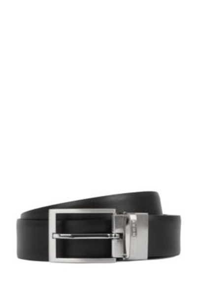 Shop Hugo Boss Reversible Leather Belt With Pin Buckle In Black