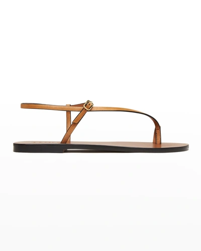 Shop A.emery Lily Leather Ankle-strap Flat Sandals In Deep Tan