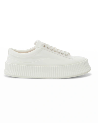 Shop Jil Sander Classic Recycled Canvas Low-top Sneakers In 138 Off White
