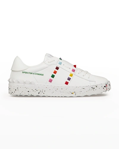 Shop Valentino Rockstud Multicolored Low-top Sneakers In White Multi