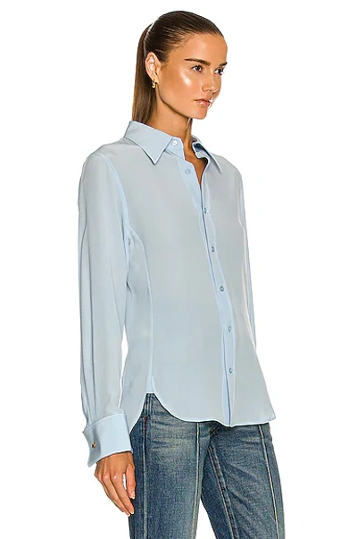 Shop Saint Laurent Button Up Shirt In Blue Ciel