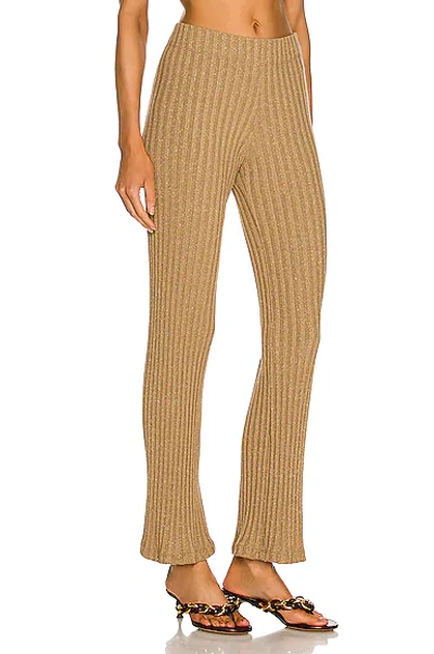 Enza Costa Lurex Sweater Rib Pant In Sand & Gold