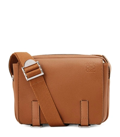 Shop Loewe Xs Leather Military Messenger Bag In Brown