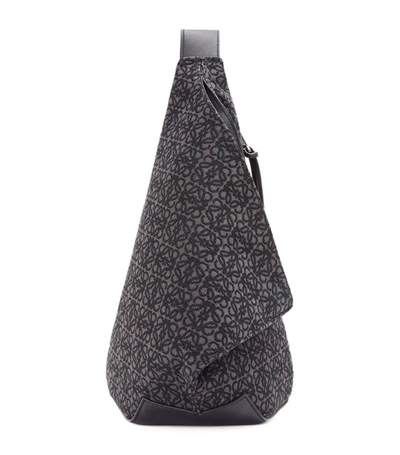 Shop Loewe Jacquard Leather Anton Sling Cross-body Bag In Grey