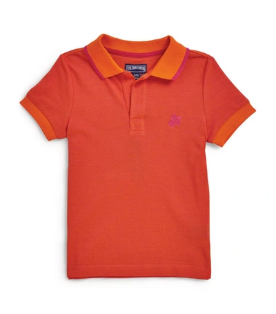 Shop Vilebrequin Contrast Polo Shirt (2-14 Years) In Orange