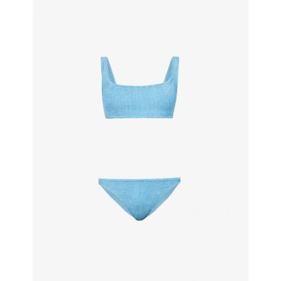 Shop Hunza G Womens Mid Blue Xandra Crinkled Bikini Set 1 Size