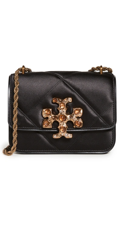 Tory Burch Small Eleanor Diamond-quilted Satin Embellished Crossbody Bag In  Black | ModeSens