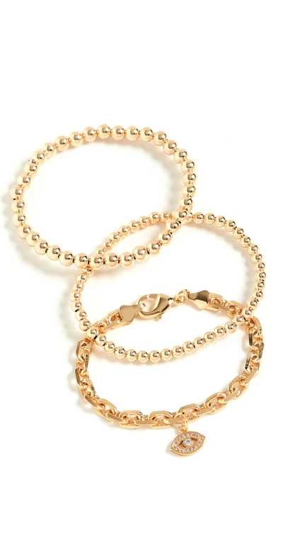 Shop Alexa Leigh Protection Stack Bracelets In Yellow Gold