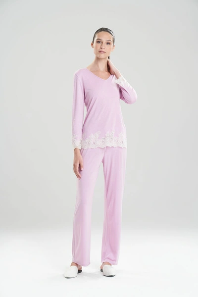 Shop Natori Luxe Shangri-la Long Sleeve Pajamas Set In Soft Lavender