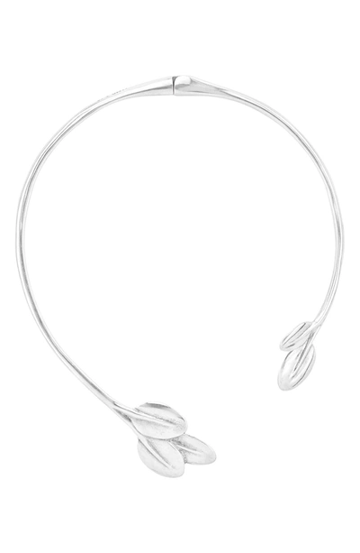 Shop Unode50 Helena Leaf Collar Necklace In Silver