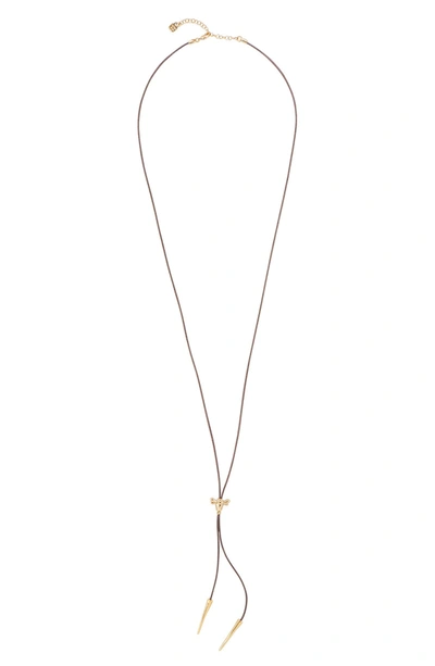 Shop Unode50 Bee Happy Leather Cord Drop Necklace In Gold