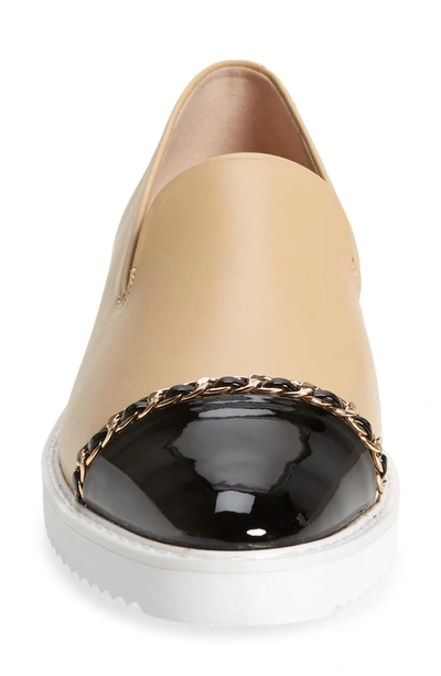 Shop Karl Lagerfeld Caralee Cap Toe Slip-on Sneaker In Beige/ Black Leather