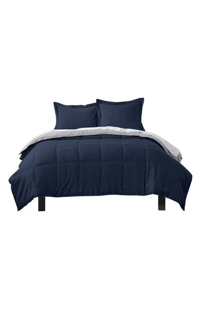 Shop Ienjoy Home Premium Down Alternative Reversible Comforter Set In Navy & Light Gray