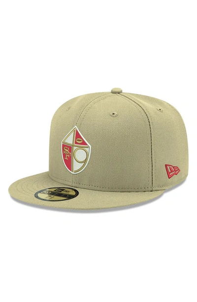 Shop New Era Gold San Francisco 49ers Omaha Throwback 59fifty Fitted Hat In Vegas Gold