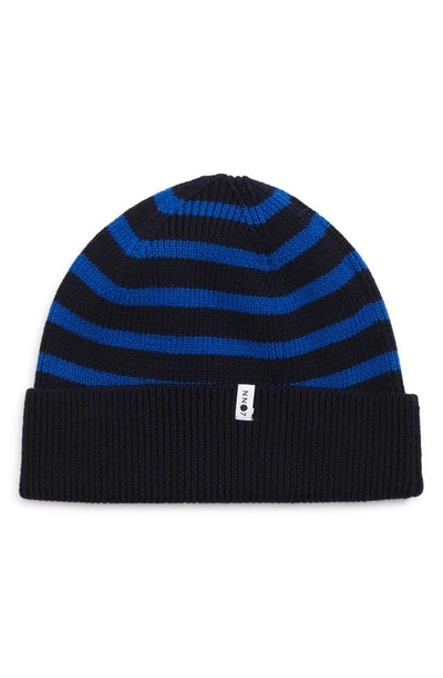 Shop Nn07 Niko Cuff Beanie In Cobalt Stripe