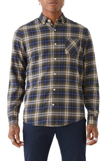 Shop Frank + Oak Plaid Cotton Flannel Button-up Shirt In Green