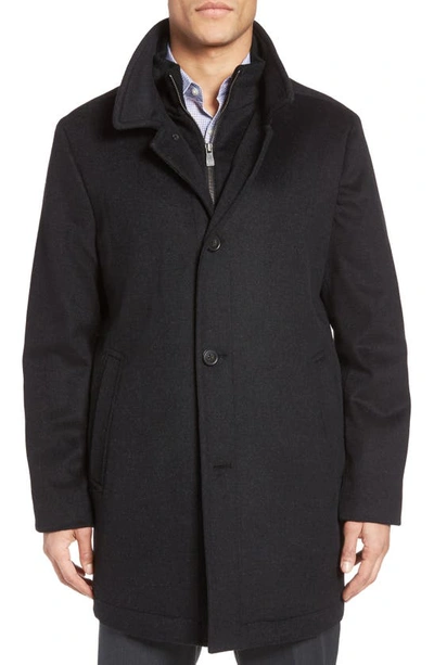 Shop Hart Schaffner Marx Macbeth Car Coat With Bib In Black Heather