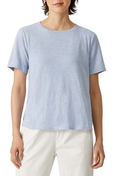 Shop Eileen Fisher Crewneck Boxy Organic Cotton T-shirt In Delphine