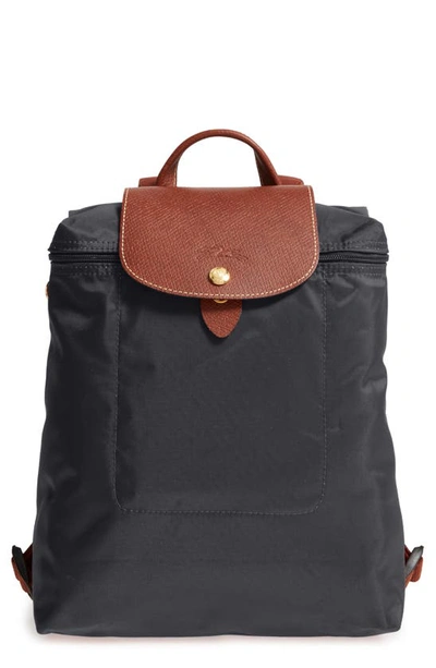 Longchamp Le Pliage Nylon Backpack In Gunmetal