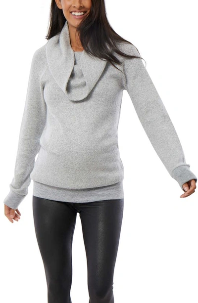 Shop Ingrid & Isabelr Cowl Neck Maternity Sweater In Heather Grey