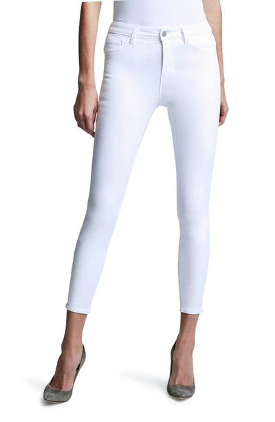 Shop L Agence Margot Coated Crop High Waist Skinny Jeans In Blanc Coated