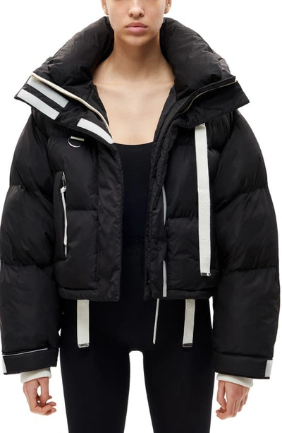 Shop Shoreditch Ski Club Willow Hooded Recycled Nylon Puffer Jacket In Black