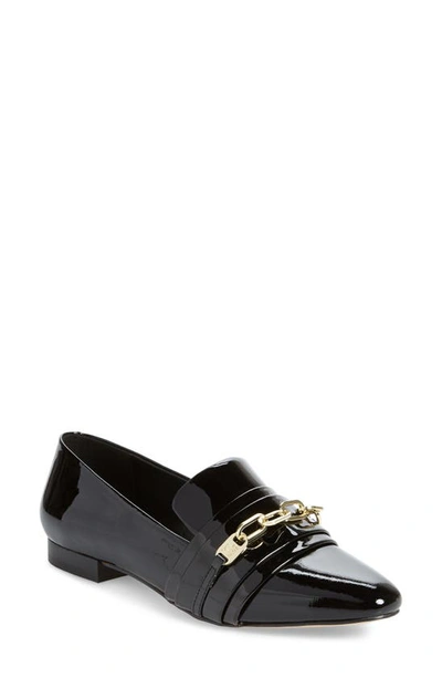 Shop Karl Lagerfeld Nikki Buckle Patent Leather Loafer In Black Patent Leather