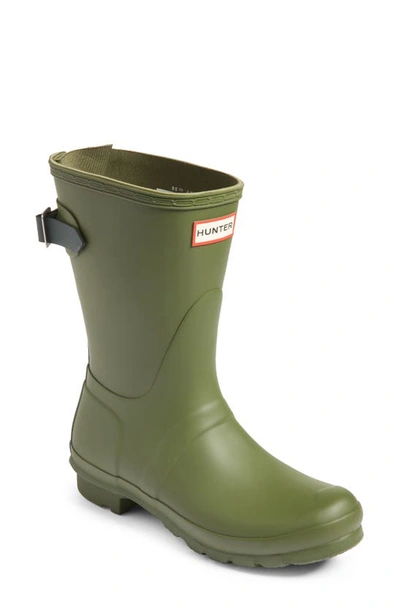 Shop Hunter Original Short Back Adjustable Rain Boot In Ismarken Olive / Artic Moss