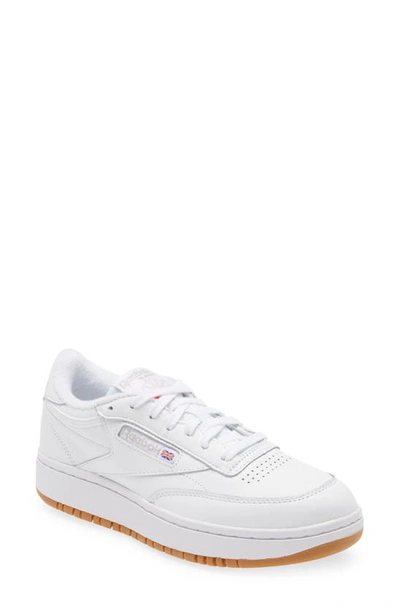 Shop Reebok Club C Double Platform Sneaker In White/ Rubber Gum/ White