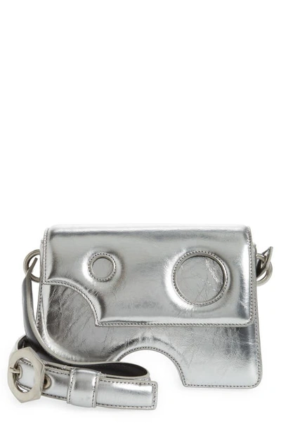 Off-white Burrow 22 Metallic Leather Shoulder Bag In Silver
