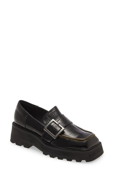 Shop Intentionally Blank Toronto Croc Embossed Loafer In Black