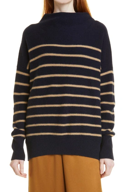 Shop Vince Breton Stripe Cashmere Sweater In Coastal/dune