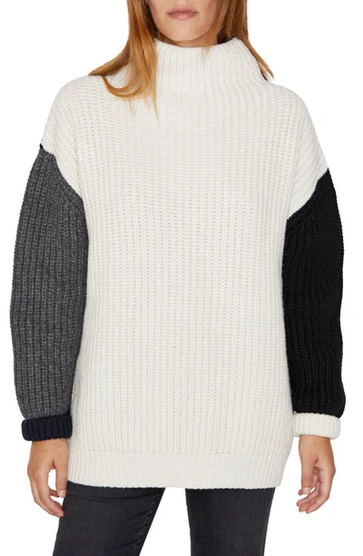 Shop Frame Oversize Colorblock Wool Sweater In Off White Multi