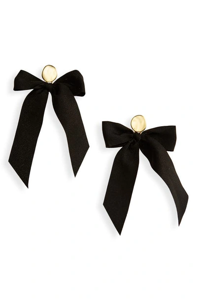 Shop Madewell Satin Bow Statement Earrings In Almost Black