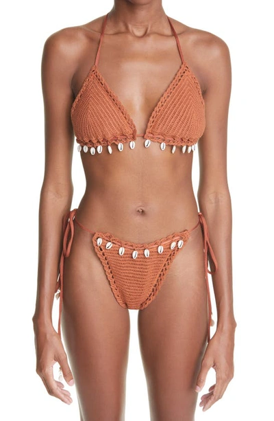 Shop Zimmermann Andie Floral Crochet Two-piece Swimsuit In Tawny