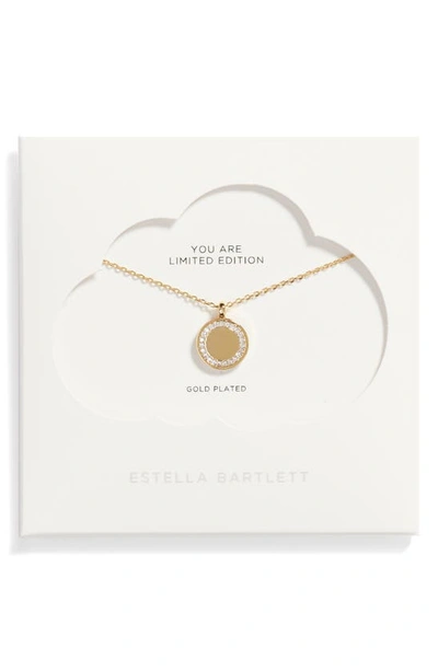 Shop Estella Bartlett Cubic Zirconia Halo Coin Pendant Necklace In Gold