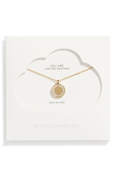 Estella Bartlett Cubic Zirconia Halo Coin Pendant Necklace In Gold