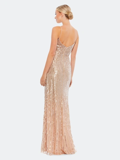 Shop Mac Duggal Sequined Spaghetti Strap V-neck Gown In Gold