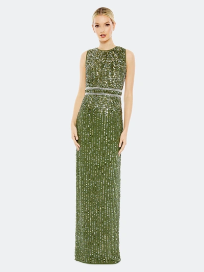 Shop Mac Duggal Sleeveless Sequin Column Gown In Olive