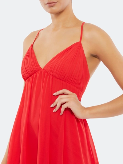 Shop Mac Duggal Ruffle V-neck Criss-cross Mini Dress In Red